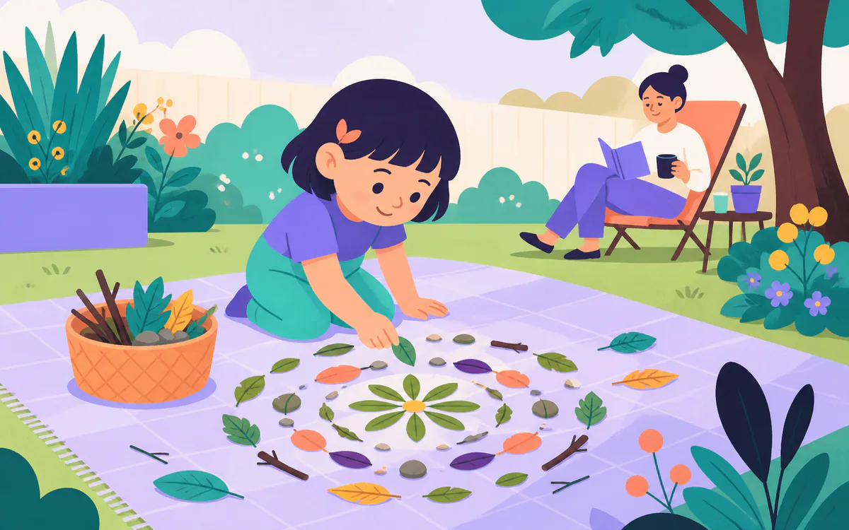 A colourful nature activity made with found objects