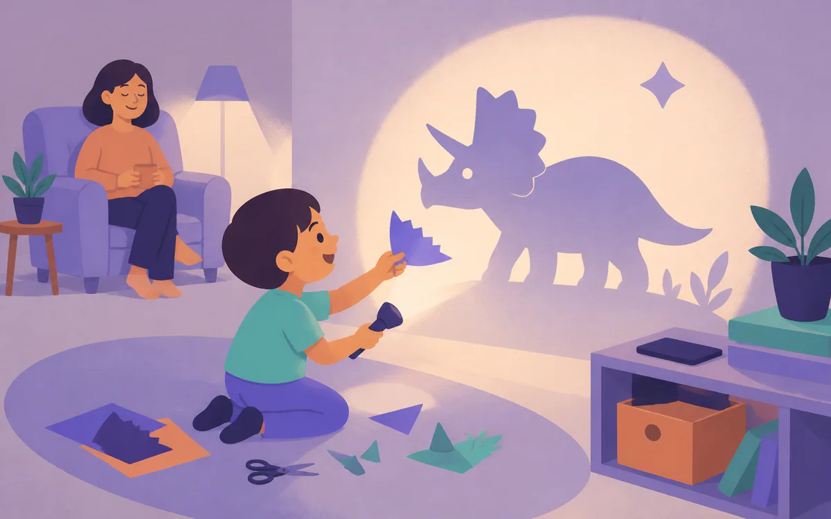 A child exploring a creative shadow activity
